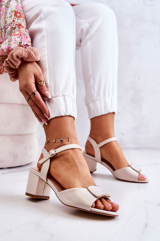 Elegant open-toe heel sandals with adjustable strap from Step in Style, crafted from eco leather, providing a perfect blend of comfort and sophistication.