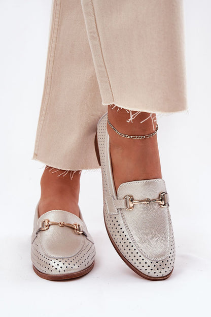 Elegant women's natural leather moccasins from Step in Style, featuring a soft insole for comfortable wear and a decorative element for added charm.