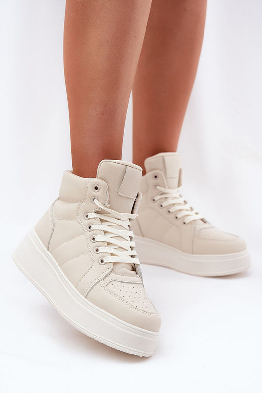 Luxury high-top women's sneakers by Step in Style made from eco leather, featuring a stylish platform design and lace-up fit, available in sizes EU 36-41.
