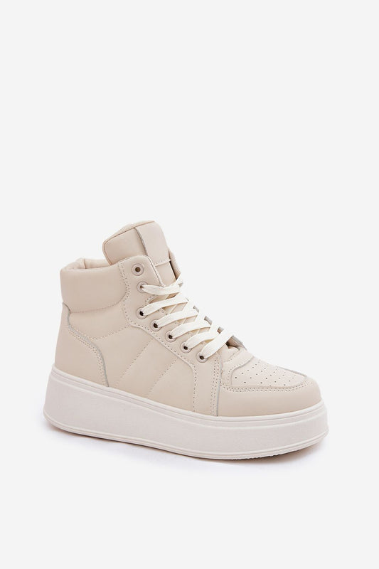 Luxury high-top women's sneakers in eco leather, showcased from the side, by Step in Style.