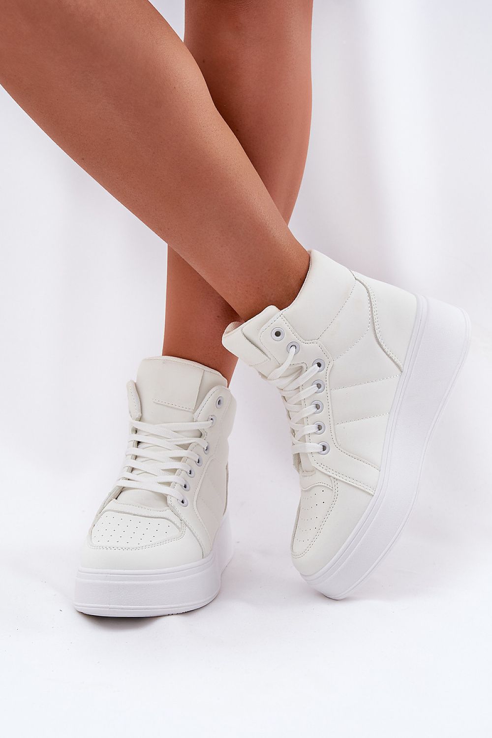 Stylish lace-up high-top women's sneakers in eco leather, capturing elegance by Step in Style.