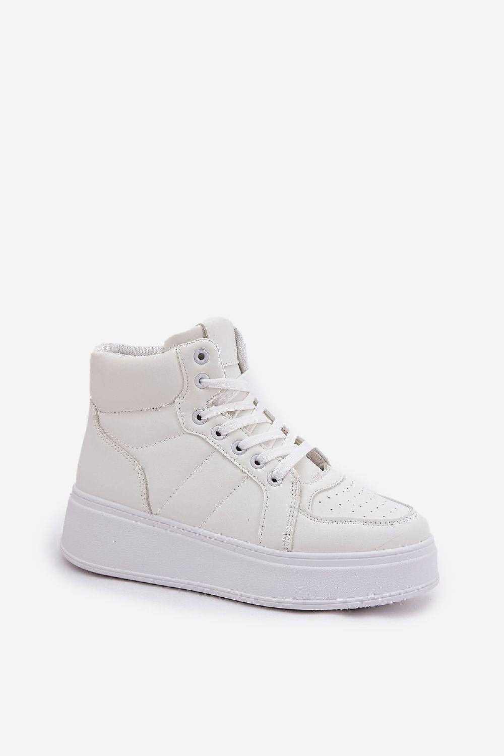 Back view of luxury high-top women's sneakers with eco leather finish, crafted by Step in Style.