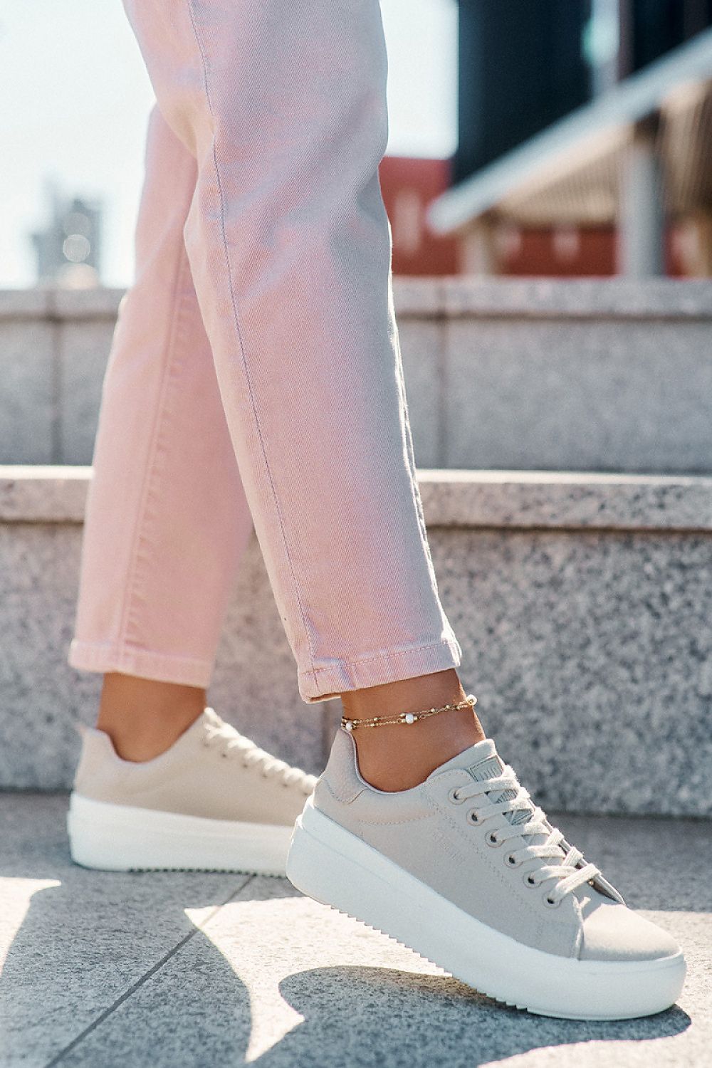 Showcasing the stylish Luxury Big Star Women's Platform Sneakers with a subtle 4 cm platform height, ideal for enhancing any casual outfit while maintaining comfort.