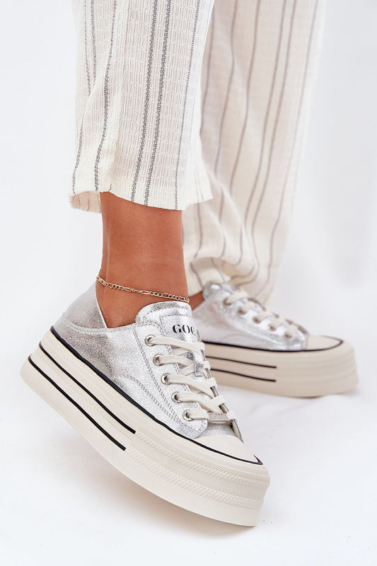 Luxury Women's GOE Sneakers in natural leather with a 5cm platform for elevated comfort by Step in Style.