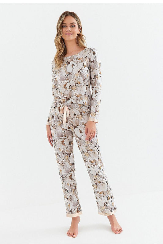 Luxury Women's Cotton Pyjamas Set by Cana featuring soft fabric and satin trim. Perfect for elegant relaxation.