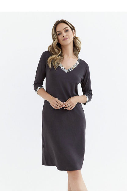 Cana Women's luxurious nightshirt with lace trim, showcasing elegant 3/4 sleeves, available in sizes S-XXXL.