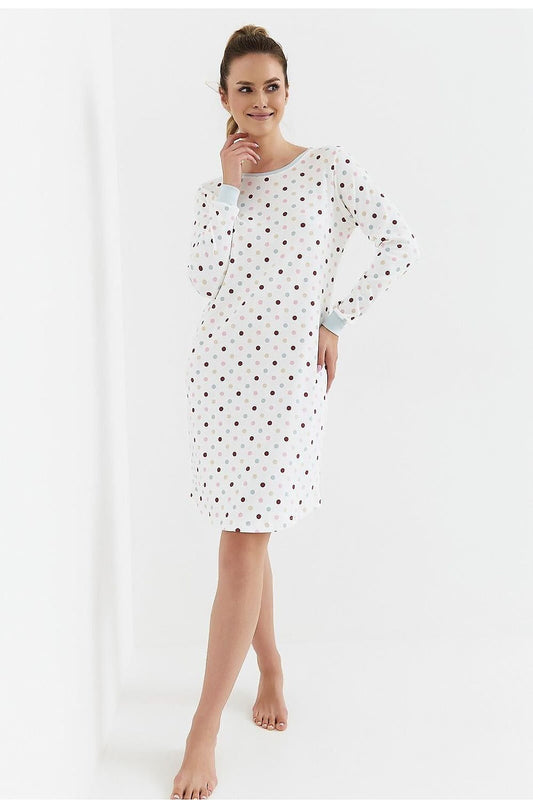 Luxurious Cana women's cotton nightshirt showcasing stylish knee-length design, ideal for comfortable sleep.