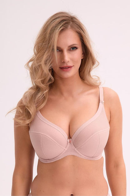 Gaia Semi-Soft Bra in an elegant design, featuring smooth semi-soft cups and decorative bows, perfect for luxurious everyday comfort in sizes EU 70-105B, C, D, E, F, G, H.