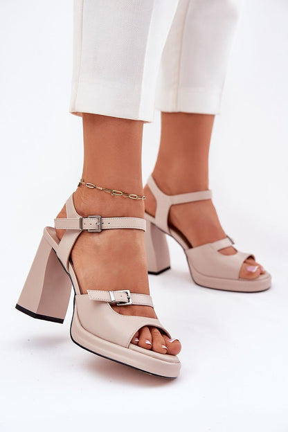 Dramatic display of Step in Style women's natural leather heel sandals, perfect complement for evening wear and festive occasions, emphasising elegance and comfort.