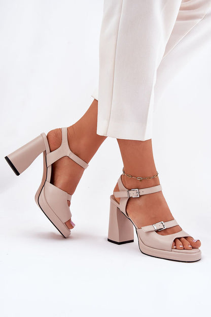 Stylish women's sandals crafted from natural leather by Step in Style, showcasing a comfortable 10cm heel and elegant design suitable for evening events.
