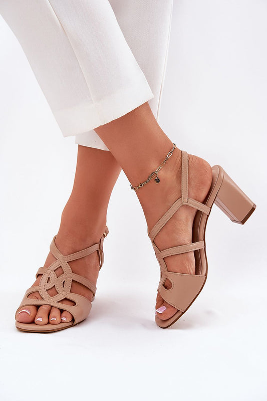 Elegant eco leather women's heel sandals with adjustable strap by Step in Style, showcasing a classic design perfect for sophisticated occasions.