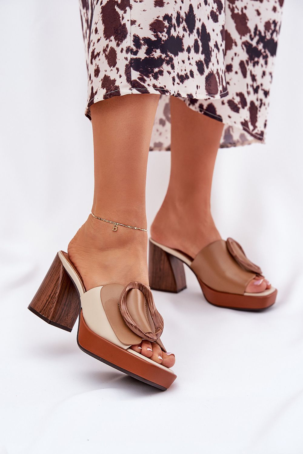 Elegant women's eco leather sandals with a 9cm column heel and buckle detail, designed by Step in Style for a luxurious summer look.
