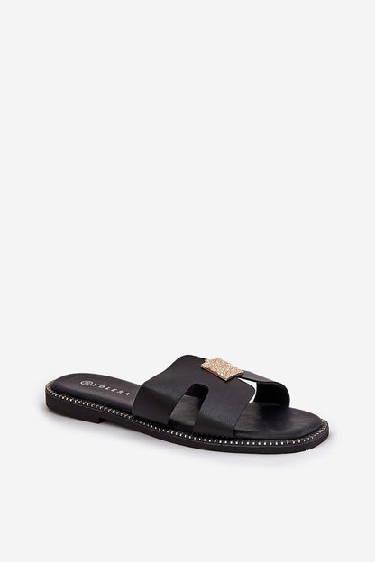 Luxury Faux Leather Cut-Out Sandals for Women by Step in Style, featuring an elegant flat heel and stylish cut-out design.