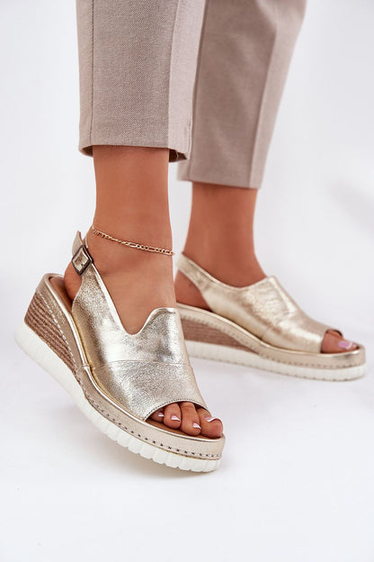 Elegant women's wedge sandals crafted from natural leather by Step in Style. Features adjustable buckle for a custom fit and a comfortable 6.5 cm heel height, perfect for warm weather sophistication.