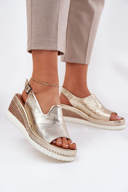 Elegant women's wedge sandals crafted from natural leather by Step in Style. Features adjustable buckle for a custom fit and a comfortable 6.5 cm heel height, perfect for warm weather sophistication.