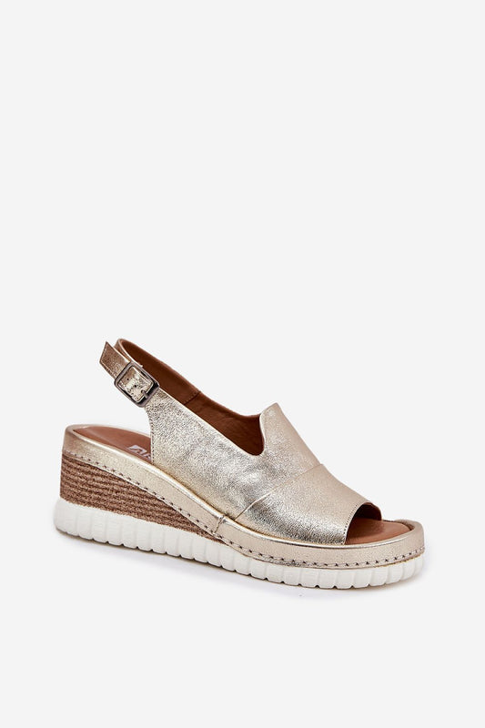 Elegant natural leather women's wedge sandals by Step in Style, featuring an adjustable buckle for a perfect fit.