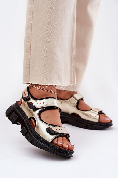 Luxury women's sporty leather sandals by Step in Style featuring adjustable velcro straps for a perfect fit.