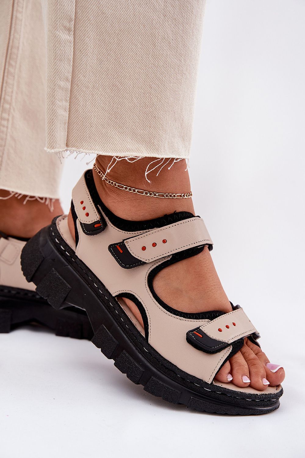 Step in style Luxury Women's Sporty Leather Sandals with adjustable Velcro straps, designed for comfort and style, available in EU sizes 36-41.