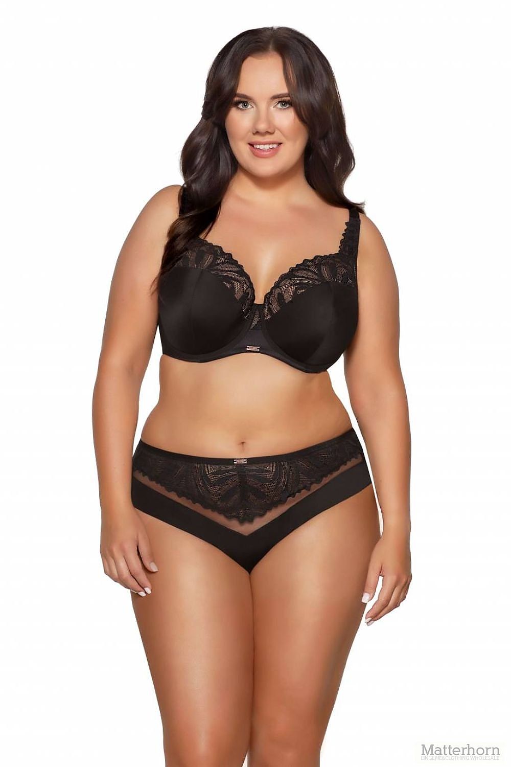 Ava luxury semi-soft floral lace bra design featuring supportive soft foam cups, ideal for sizes EU 75J to 105G, showcasing elegant lace details.