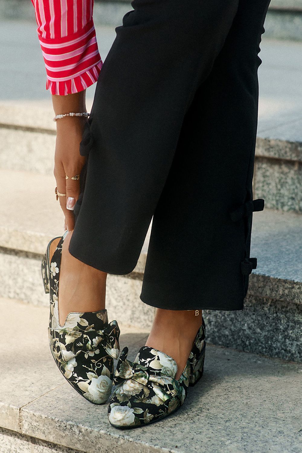 Chic block heel women's pumps from Step in Style, made of high-quality natural leather, perfect for special occasions with a charming bow accent.