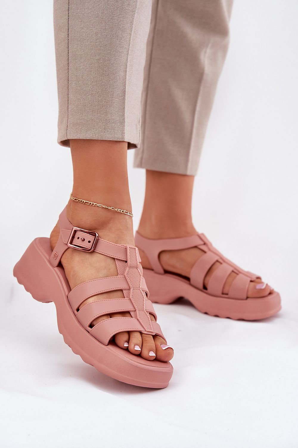 Insider view of ZAXY Women's Vegan Sandals featuring adjustable buckle and bubblegum scent, emphasizing quality craftsmanship by Step in style.