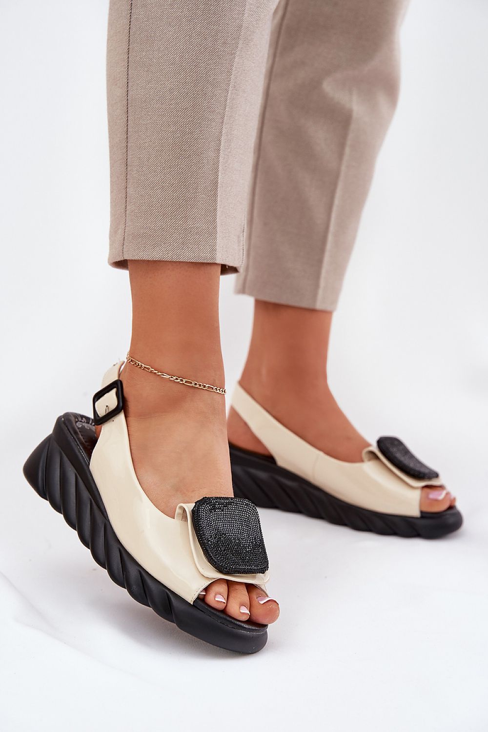 Comfortable soft insole of Step in Style women's leather wedge sandals, ideal for all-day wear during hot days.