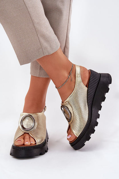Elegant natural leather women's wedge sandals by Step in Style, showcasing an 8cm heel, designed for luxurious summer fashion.