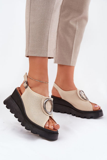 Chic women's wedge sandals from Step in Style, crafted from natural leather with a fashionable 8cm heel, suitable for summer elegance.