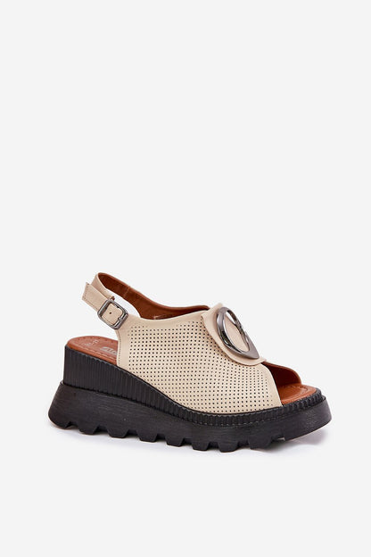 Step in Style women's wedge sandals featuring luxurious natural leather and an 8cm heel, designed for effortless summer sophistication.