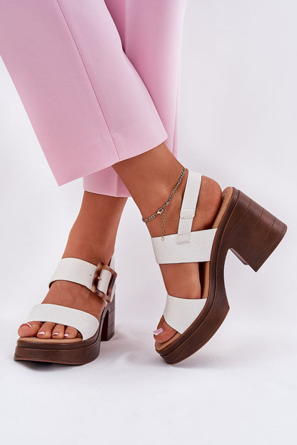 Elegant women's eco leather heel sandals by Step in Style featuring a 9 cm chunky heel and adjustable strap, ideal for special occasions and evening outings.