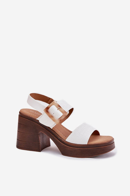 Elegant women's eco leather heel sandals by Step in Style featuring a 9 cm chunky heel and adjustable strap, perfect for special occasions.
