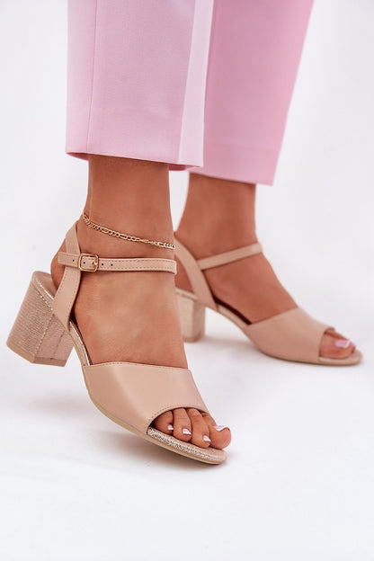 Elegant women's eco leather heel sandals with buckle by Step in Style, featuring a 6.5 cm stable column heel for comfort, suitable for EU sizes 36 to 41.