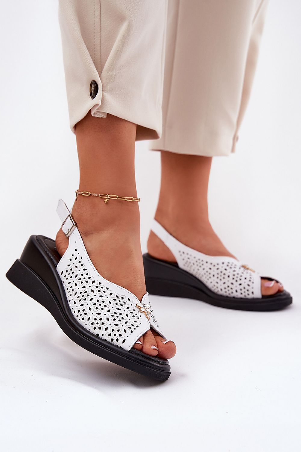 Elegant women's natural leather lace-up sandals with a wedge heel by Step in Style, showcasing superior craftsmanship and comfort, perfect for summer outfits in EU sizes 36-40.