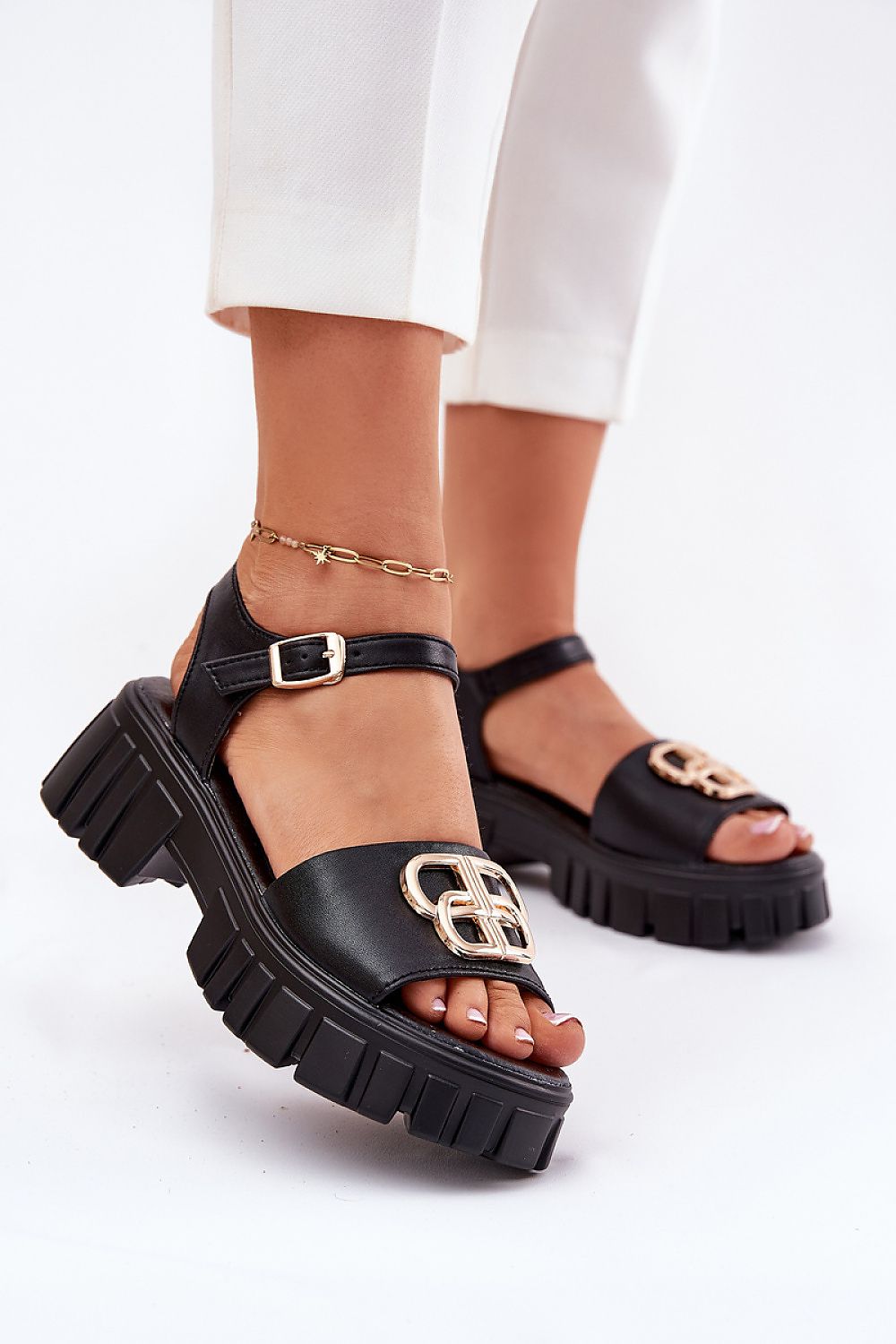 Elegant women's natural leather sandals by Step in Style, featuring an adjustable strap and gold detail, perfect for summer fashion.