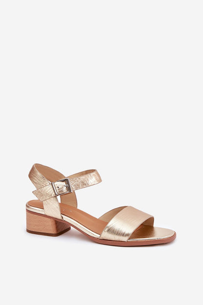 Elegant women's sandals in natural leather by Step in Style, featuring an adjustable strap and block heel for luxurious comfort.