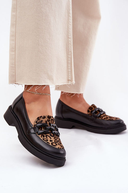 Elegant women's natural leather loafers with trendy leopard print by Step in Style, available in EU sizes 36 to 41, perfect for luxury casual wear.