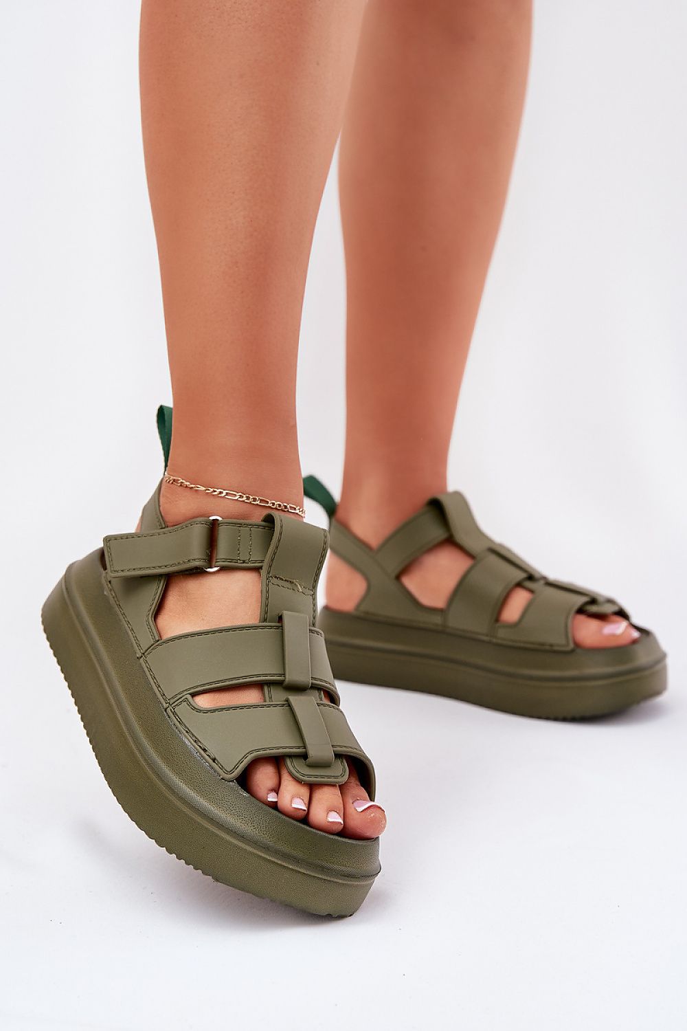 Luxury women's platform sandals by Step in Style featuring a Velcro closure, designed for elegant summer outings with a lightweight foam sole.