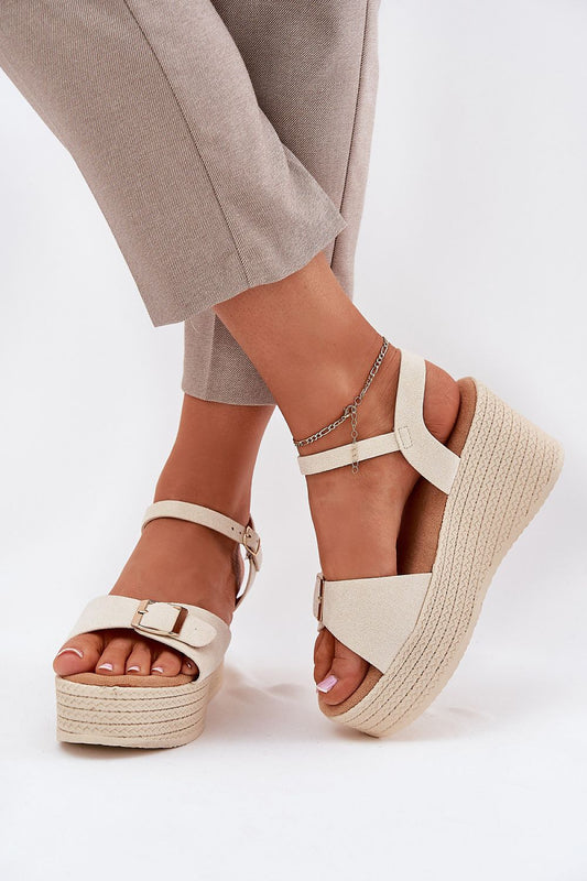 Luxury women's eco suede wedge sandals from Step in Style featuring a decorative buckle, ideal for summer fashion in sizes EU 36-41.