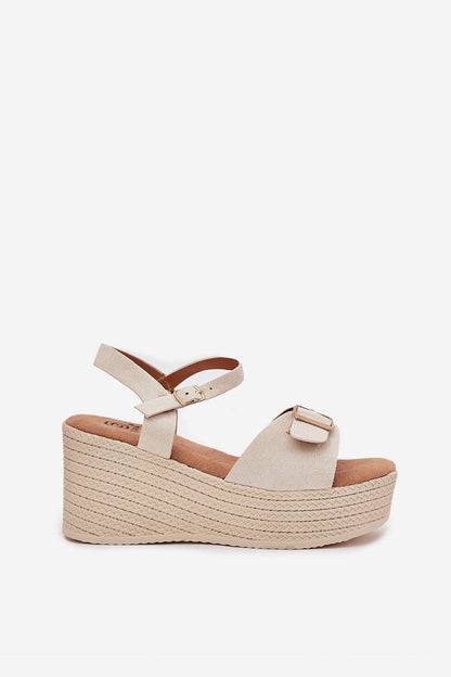 Elegant eco suede wedge sandals by Step in Style with a braided platform and comfortable soft insole, perfect for warm weather styling.