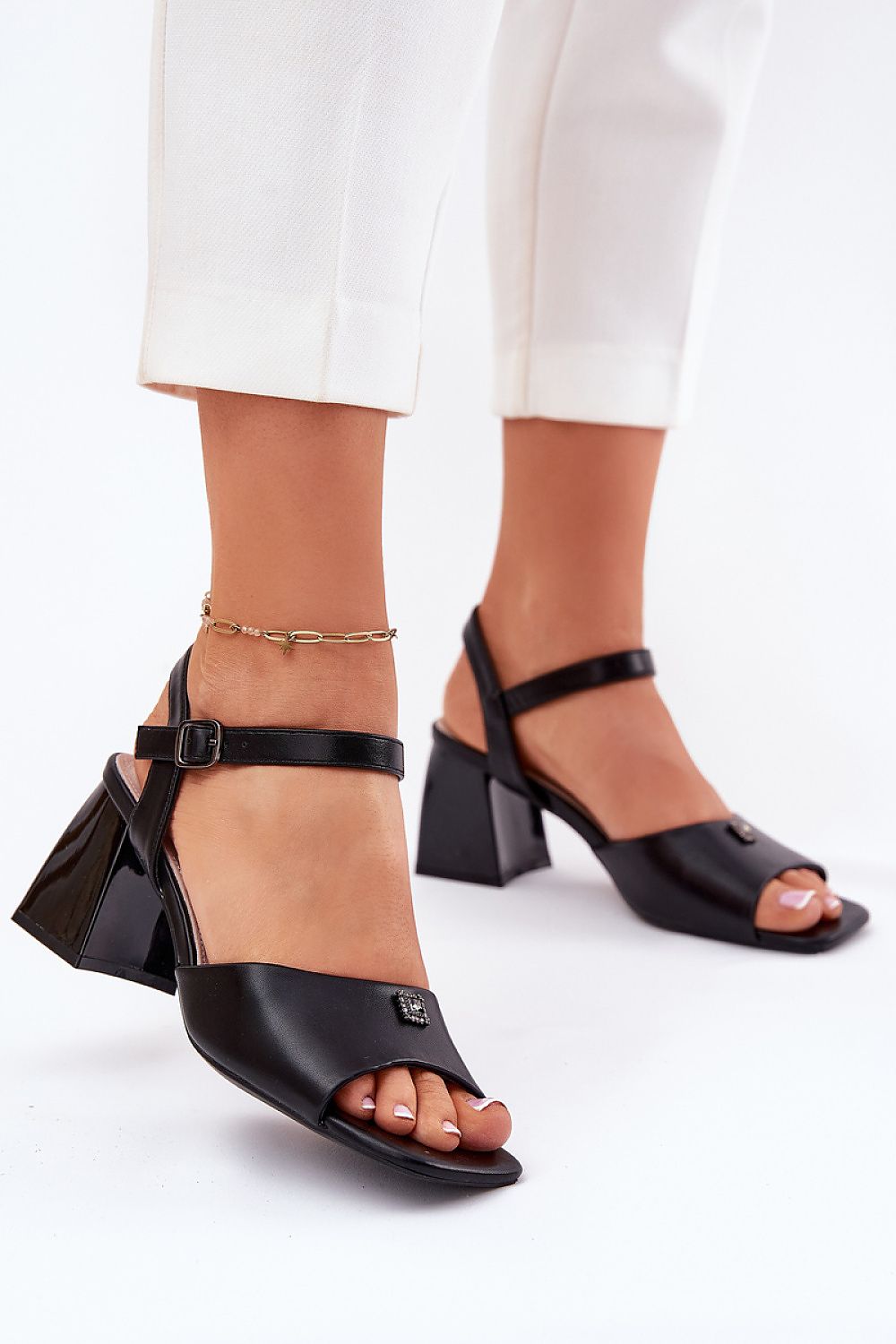 Sophisticated eco-leather heel sandals designed by Step In Style, showcasing a 7cm heel and superior comfort for women in sizes EU 36-40.