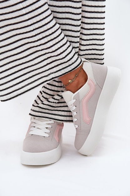 Elegant women's suede platform sneakers by Step in Style in a stylish grey shade, perfect for contemporary fashion lovers.