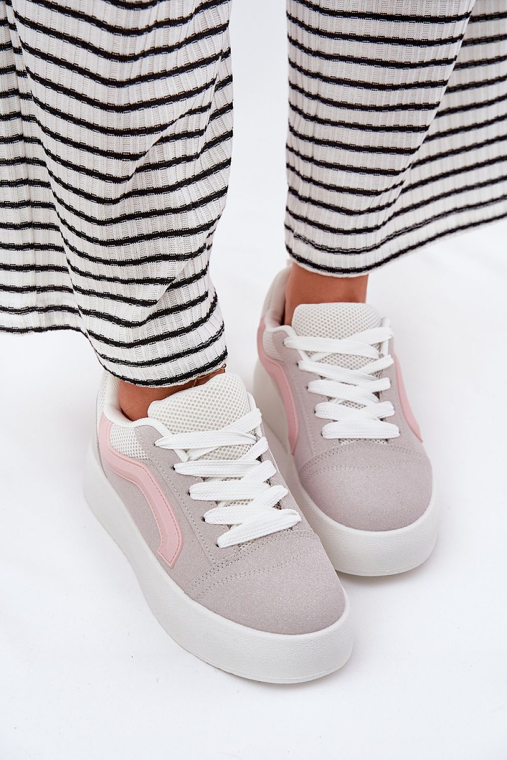 Fashionable women's suede platform sneakers in a trendy beige tone by Step in Style, ideal for versatile casual outfits.