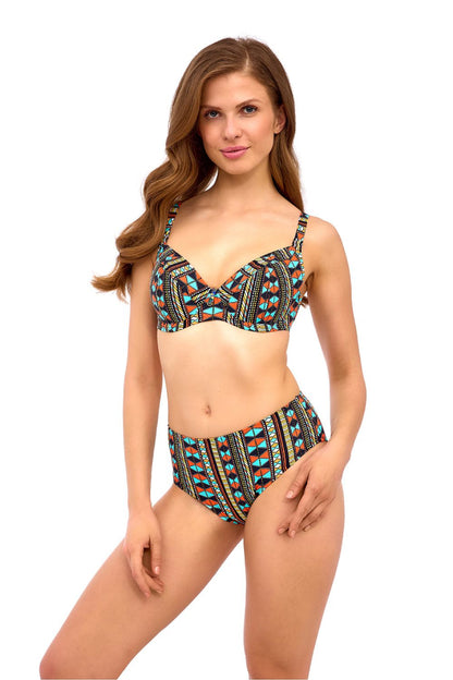 Lupo Line Ethnic Pattern Swimming Bra featuring underwire support in luxurious multicoloured geometric design, perfect for medium and large busts.
