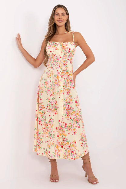 Stylish MIDI dress by Italy Moda featuring a corset waist and elegant floral pattern, ideal for summer outings.