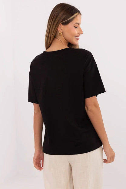 Sophisticated Italy Moda women's casual T-shirt in breathable cotton, tailored in EU size 0 for a refined silhouette and fashionable everyday wear.