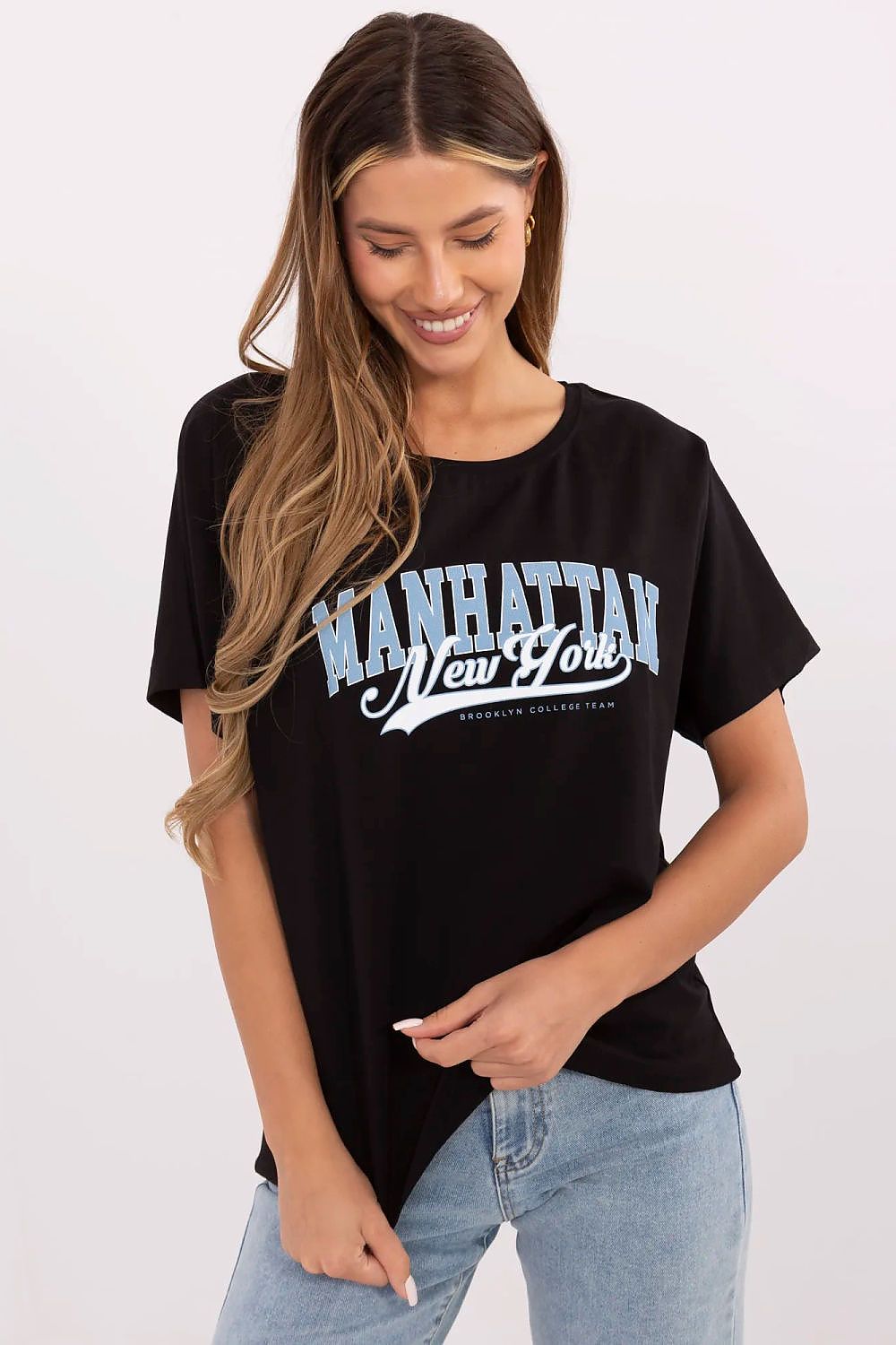 Luxury casual women's T-shirt by Factory Price, made from a comfortable cotton spandex blend, featuring a stylish print. Available in sizes S-XL, perfect for everyday wear.