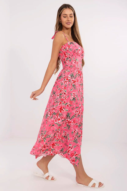 Front view of Italy Moda's stylish MIDI dress featuring button closure for a chic and girly character in everyday fashion.