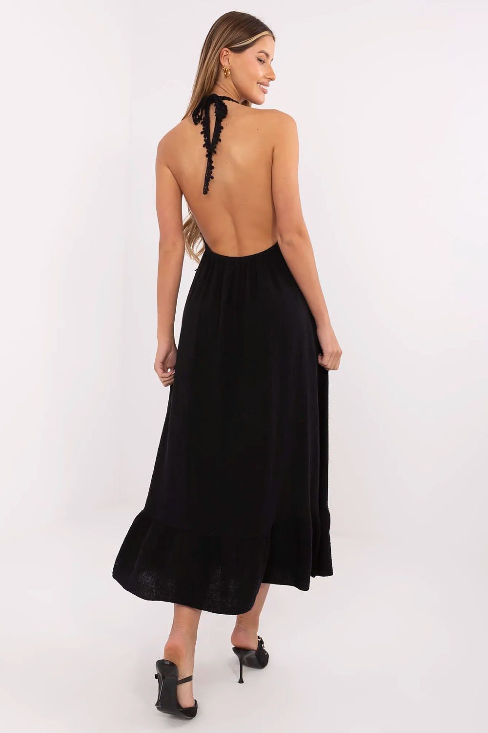 Elegant Flared Boho Midi Dress with Lace designed by Italy Moda, showcasing a comfortable fit in breathable cotton and spandex, perfect for summer outings.