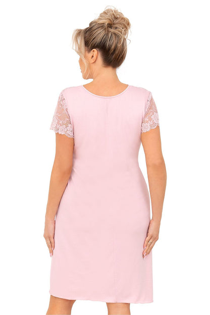 Chic and sensual plus size Donna nightgown with decorative frill and underbust support, perfect for enhancing curves and ensuring comfort during warm nights.