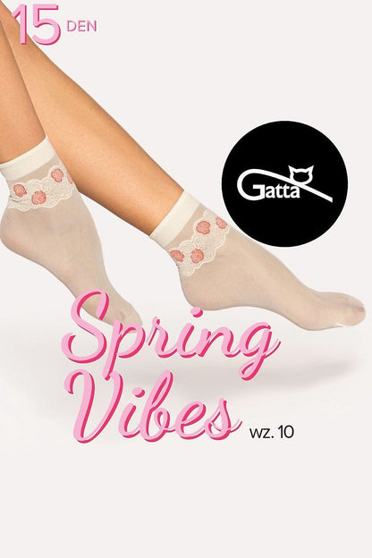 Gatta stylish 15 DEN high socks displayed elegantly, emphasizing the feminine charm and delicate details for fashionable wear.
